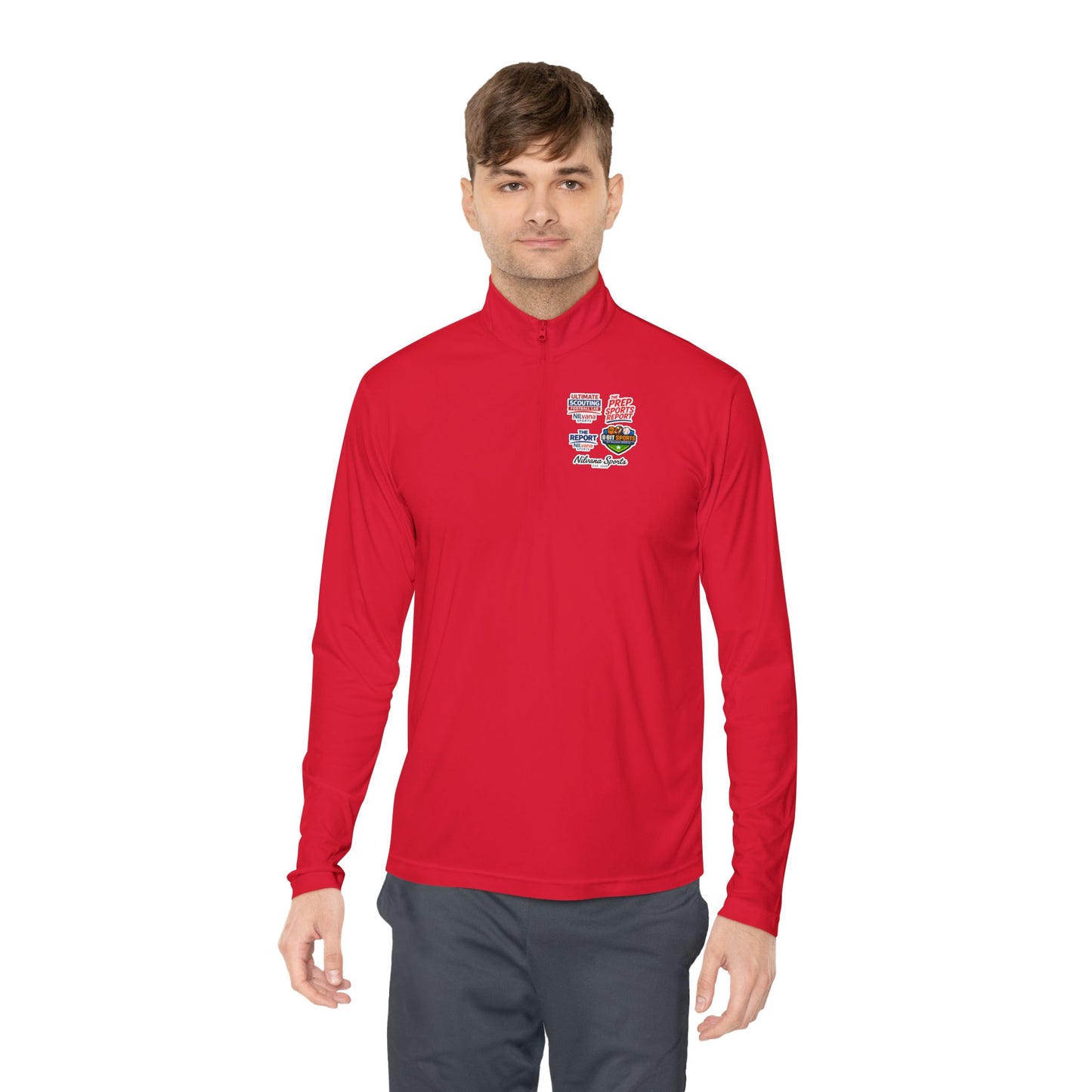Quarter-Zip Pullover — Retro Patch Chest Design