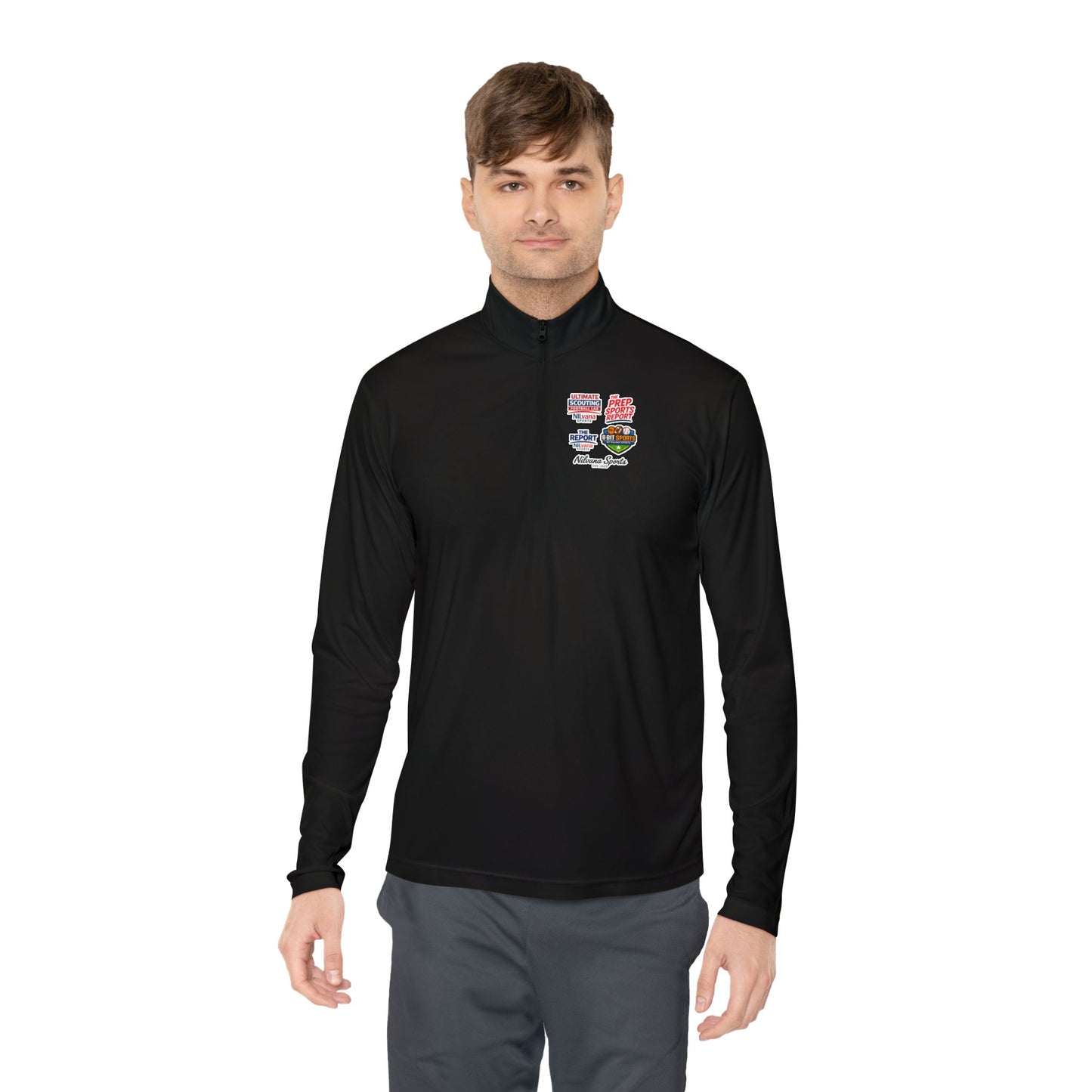 Quarter-Zip Pullover — Retro Patch Chest Design